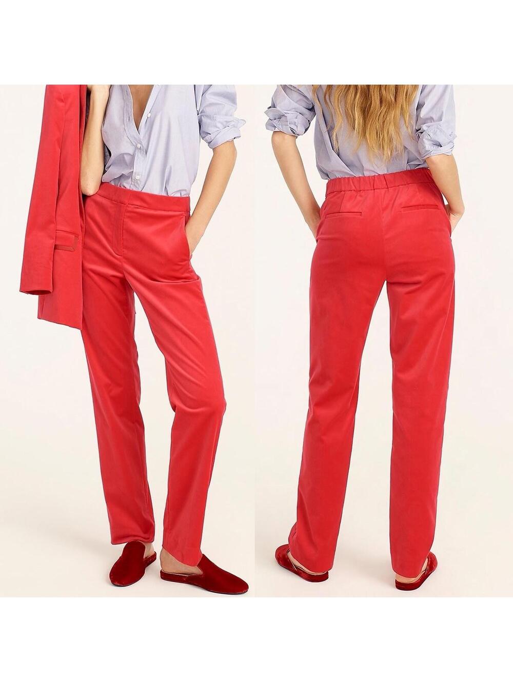 J Crew Collection Full Length Straight Leg Stretch Cotton Velvet Pants Size 0